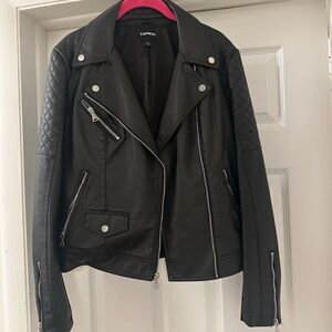 Express Quilted Black Leather Jacket